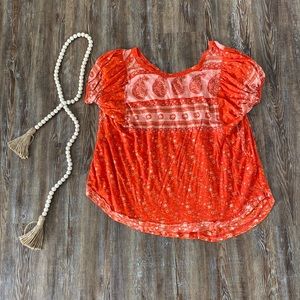 Red Patterned Free People Shirt